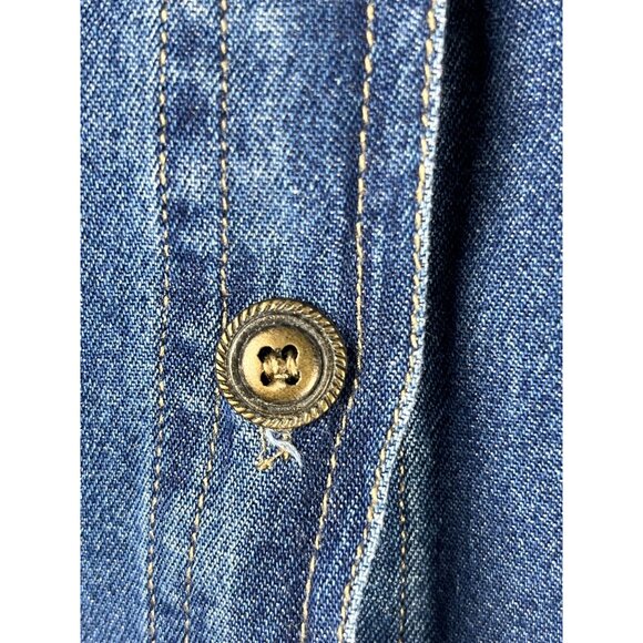 VTG 90's Cottage, Grandma Embroidered Flowers Denim Blouse, Women's PLUS 2X - Picture 9 of 11